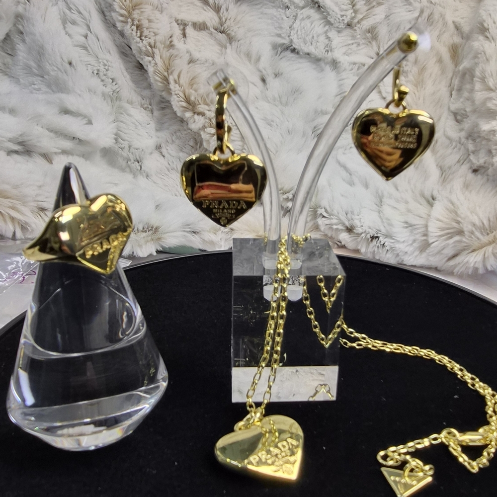 Prada Gold Heart Jewelry Set